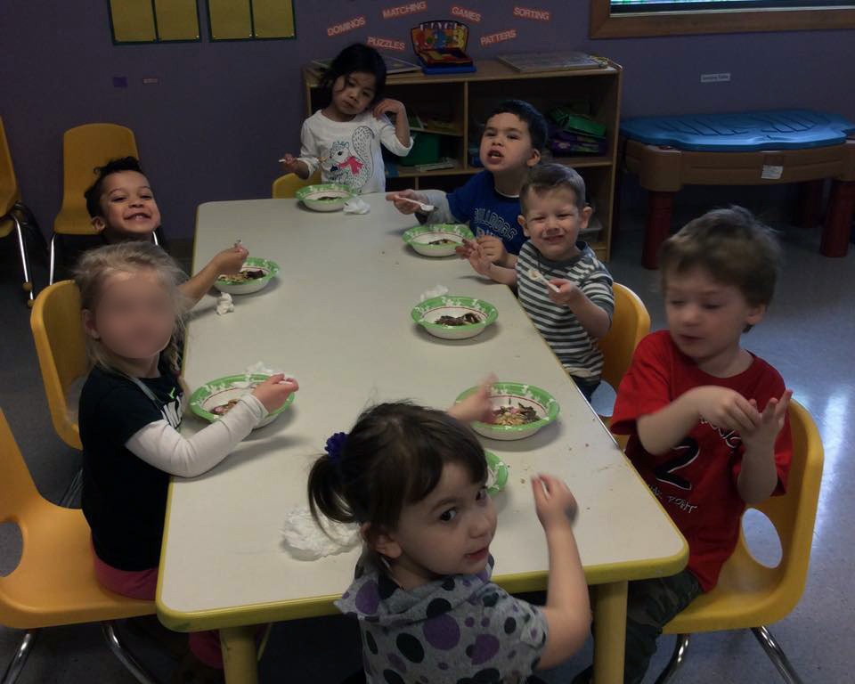Pre-school students at April Cooking Class